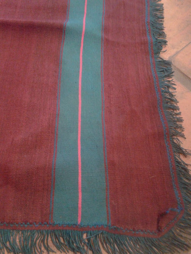 Antiguo Poncho Listado Alpaca Carmin Pampa Lana Criollo