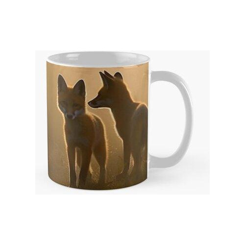 Taza Cachorros De Zorro Mañana Naturaleza Calidad Premium