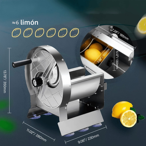 Rebanadora Cortador Manual De Frutas Y Verduras Industrial De 0,3 A 13 Mm De Espesor Ajustable Lazydot
