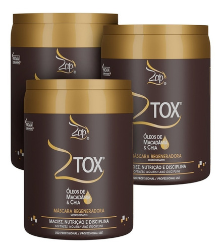 Kit 03 Máscara Ztox Capilar Profissional Zap 1kg