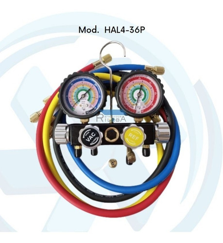 Manifold 4 Vías Para R410a, R134a, R507a Y R404a Marca Gb