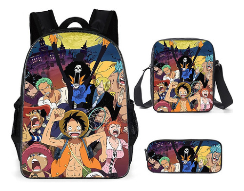 3pcs/set Anime One Piece Mochila Niños Kindergarten Bolsas