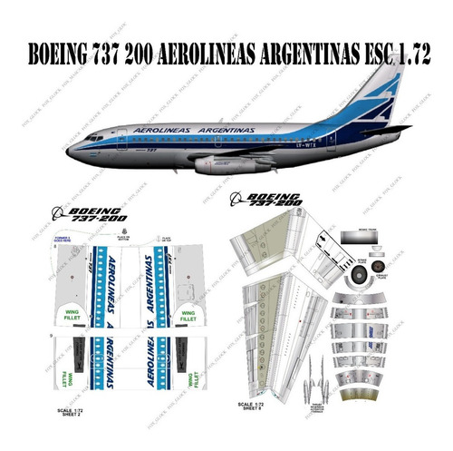 Boeing 737 200 Aerolineas Argentinas  Antiguo 1.72 Papercraf