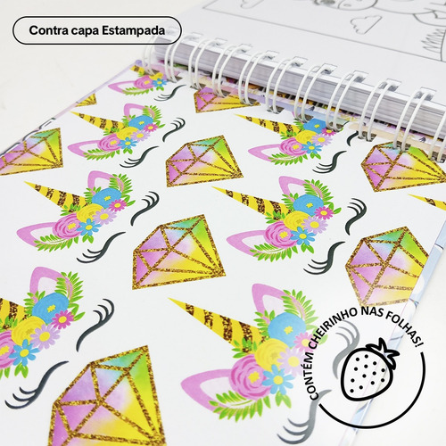 Livro De Colorir Unicórnios Fofos Capa Dura Colorido 50fls Desenhos Variados