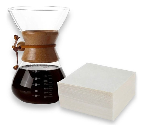 Cafetera Metodo Filtrado Chemex Vidrio 800 Ml + Filtros X 40