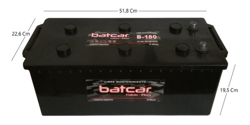 Imagen 2 de 9 de Bateria Batcar 12x180 B180 Servicio Pesado Reforzada