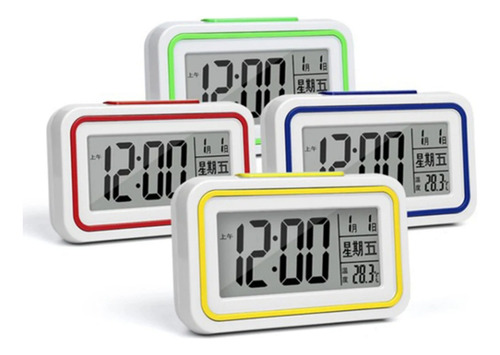 Relogio Despertador De Mesa Fala Luz Led Pilha Aaa Sem Fio Cor Azul