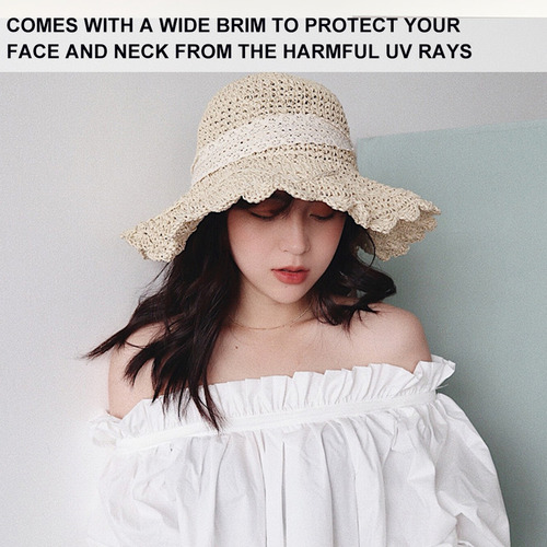 / Sombrero De Paja Con Lazo De Paja Y Visera Para El Sol