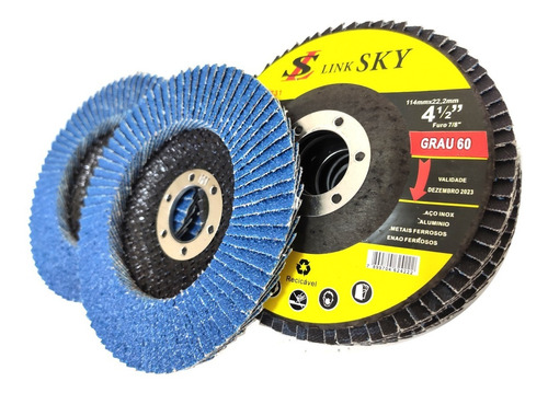 Imagem 4 de 9 de Kit 10 Disco Lixa Flap Grao 60 115x22 Lixadeira 4.1/2 X 7/8