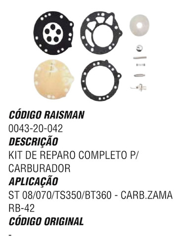 Junta Carburador Zama Compatível Motosserra Stihl 08 / 070