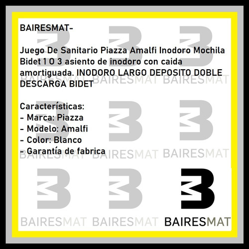 Inodoro Deposito Dual Bidet Tapa Piazza Amalfi Premiun