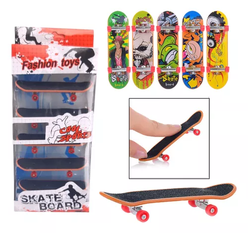 Kit 5 Skate De Dedo Mini Fingerboard Truck Metal Com Lixa