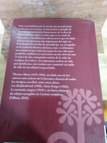 Confesiones Del Estafador Félix Krull. Thomas Mann