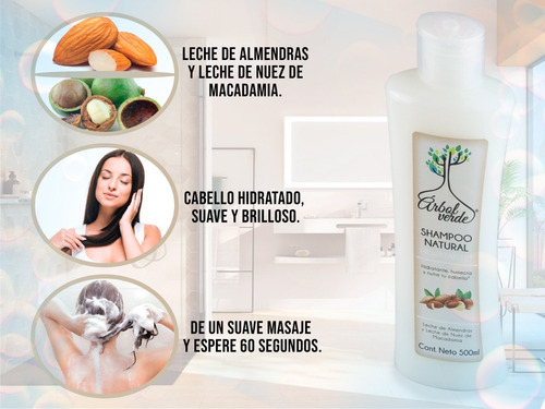 Imagen 2 de 10 de Shampoo Arbol Verde Hidrata Humecta Y Nutre Tu Cabello 500ml