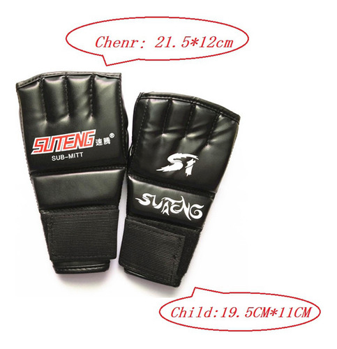 2 Guantes De Boxeo Mma De Medio Con Para Niños Negro