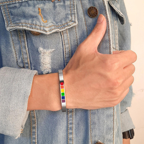 /para Pulsera Lgbt Gay Y Lesbiana De Orgullo Iris De Acero