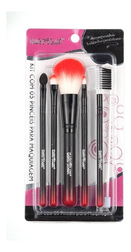 Kit Kp5-28 Com 5 Pincéis Para Maquiagem Macrilan - Vermelho