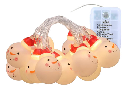 Cadena De Luces Led Navideñas Con Forma De Muñeco De Nieve P