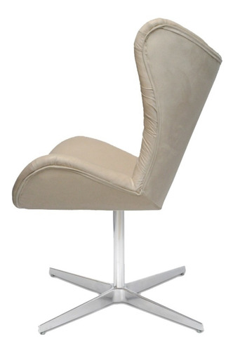 02 Poltronas Egg Slim Capitonê Suede Nude Base Giratória