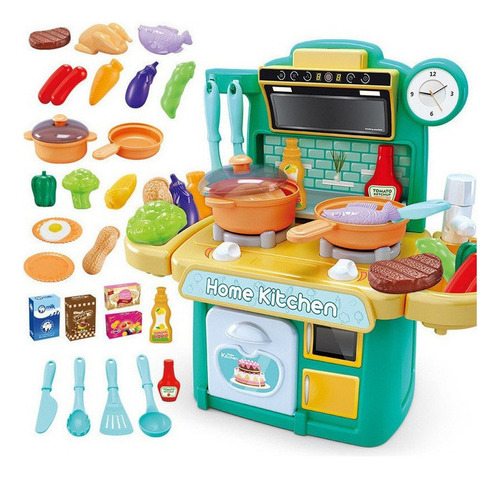 Cocinita Infantil Para Niñas Luz, Sonido Y Agua Color Verde