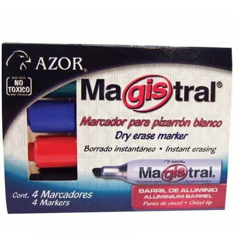 Marcador Para Pizarron Azor Magistral 4 Colores Surtidos