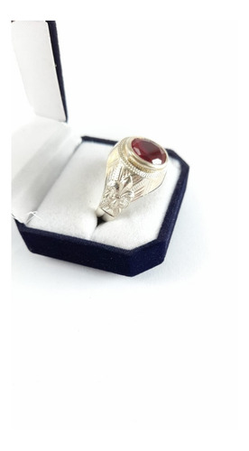 Anillo Sello Plata925 C/rubí Oval Para Hombre O Mujer ( S27)