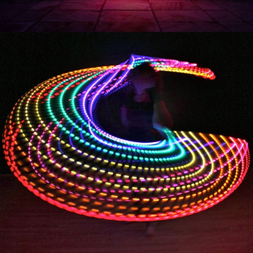 Aros Hula Hoop Led Luces Rgb Fitness Dance Baile Colapsable