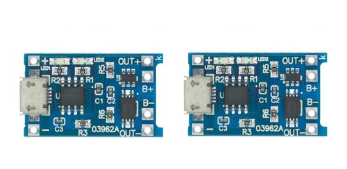 Kit 2x Módulo Carregador Tp4056 18650 Bateria Lítio Usb