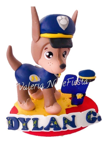 Cake Topper Paw Patrol Chase Vela Pasta Francesa Pastel