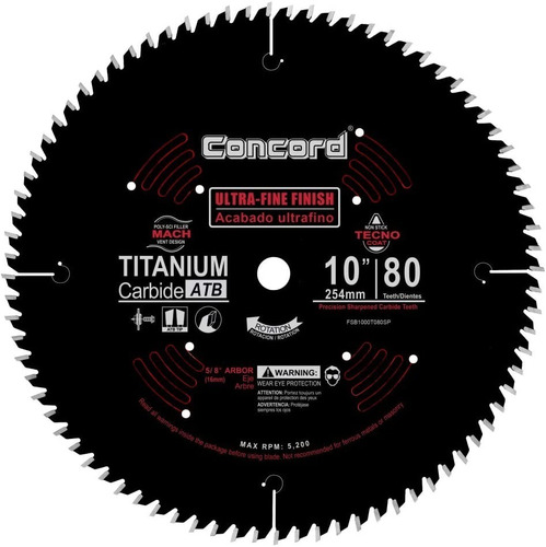 Disco Concord P/ Sierra De 10 Pulgadas De 80 Dientes Madera