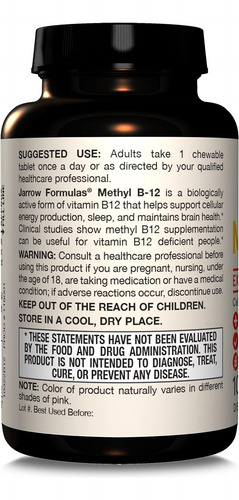Jarrow Vitamina B12 1000 Mcg Con 100 Tabletas Masticables