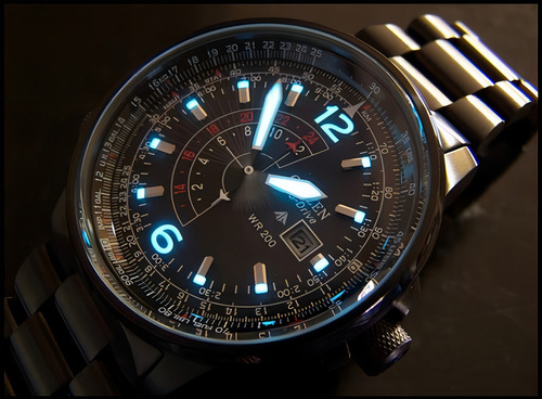 Relógio Citizen Bj7000-52e Nighthawk Eco-drive Aviador Pilot Cor Da Correia Prateado Cor Do Bisel Prateado Cor Do Fundo Preto