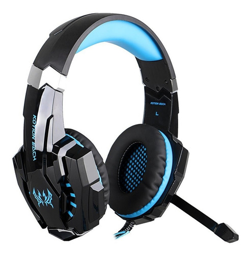 Auriculares gamer Kotion Each G9000 black y blue con luz LED