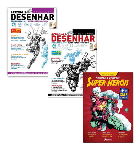 Aprenda A Desenhar Heróis - Kit Com 3 Livros