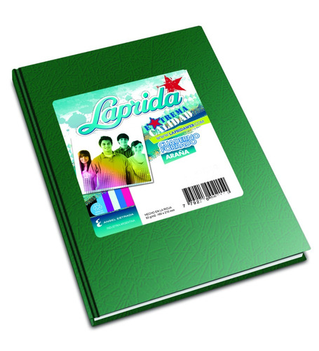 Cuaderno Laprida Forrado Tapa Dura X98 Hojas Rayadas Verde