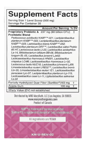 Mary Ruth's Probióticos 3 En 1 Para La Menopausia 15g Sabor Sin Sabor