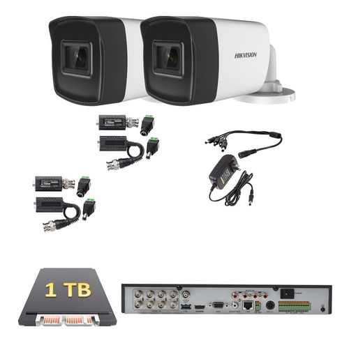 Kit Video Vigilancia 2 Cámaras Ir 40m 5 Mp 1 Tb Baluns Dvr 8