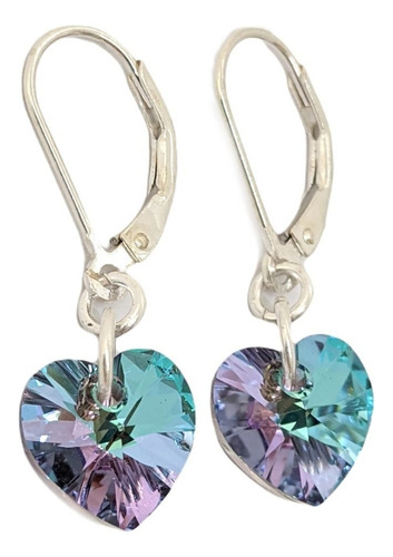 Conjunto Con Cristal Corazón 10mm Plata 925 Vitrail Light