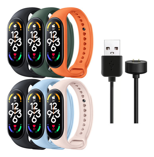 Para Xiaomi Mi Band 5/6 Correas De Silicona+cables De Carga*