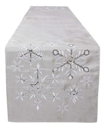 Owenie Caminos De Mesa Navideños, Snowflake Silver Grey Cami