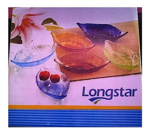 6 Platos De Vidrio Forma Hojas Longstar Asia 8842 3.46 Xavi