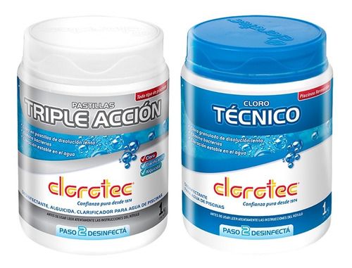 Kit Granulado Lento+pastillas Triple Accion 1 Kg Clorotec