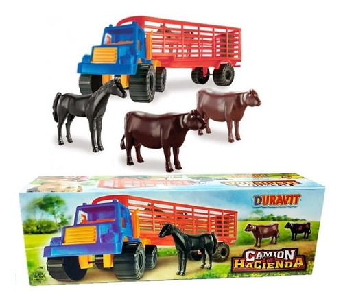 Camion Duravit Plastico Hacienda Con 4 Animalitos Tribilinbb