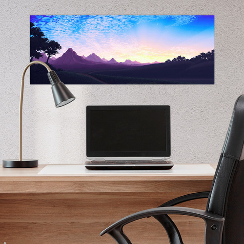 Cuadro Grande 30x80 Cm Pixel Art Atardecer