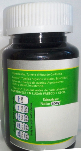 Damiana De Californa Abey, Oferton 3 Frascos Con 60 Cápsulas