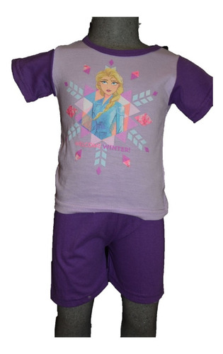 Pijama 2 Pzs T-shirt + Short Frozen Morado