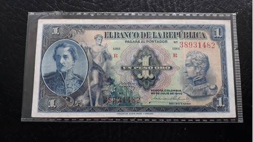 Billete De 1 Peso Oro De 1940