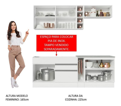 Cocina Integral Modular Madesa Parma 220cm BB Color Blanco
