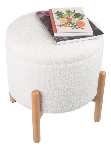 Otomana Almacenamiento Redonda Sherpa Sala Dormitorio Aparta