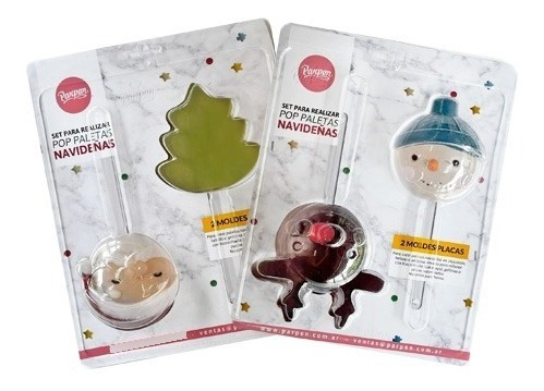 Imagen 2 de 9 de Set De 2 Moldes Placas Pops Paletas Navideñas Parpen